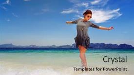  Presentation with beautiful nature - PPT theme enhanced with thailand free - beautiful girl enjoying the nature background and a  colored foreground