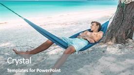  Presentation with teenage - Cool new PPT theme with thailand free - teenage boy chilling in hammock backdrop and a gray colored foreground
