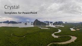  Presentation with blue green - Presentation theme enhanced with thailand-green-lush-tropical-island background and a light gray colored foreground