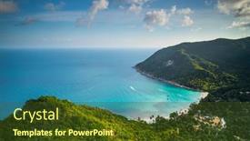  Presentation with green homes - Presentation theme with thailand-jungle-island-aerial-ocean background and a tawny brown colored foreground