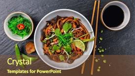  Presentation with soy sauce - PPT theme featuring thailand king - asian noodles with spicy soy background and a tawny brown colored foreground