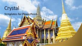  Presentation with bangkok - Theme with thailand king - grand palace - bangkok background and a light blue colored foreground