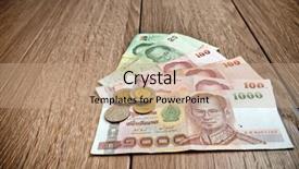  Presentation with thai - Presentation featuring thailand king - thai banknote and coins background and a  colored foreground