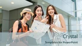  Presentation with find - Slide deck featuring thailand map - local people helping tourist background and a light blue colored foreground