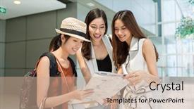  Presentation with destination - Presentation design consisting of thailand map - traveler asking for local people background and a coral colored foreground