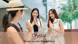  Presentation with goodbye - Slide set consisting of thailand map - woman say goodbye background and a  colored foreground