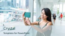  Presentation with nurse cellphone - Colorful slide set enhanced with thailand map - woman taking photo with cellphone backdrop and a sky blue colored foreground