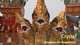  Presentation with fish river - Colorful PPT theme enhanced with thailand myanmar and laos dragon backdrop and a tawny brown colored foreground