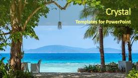  Presentation with white sand - Slide set featuring thailand restaurant - beautiful tropical white sand beach background and a tawny brown colored foreground