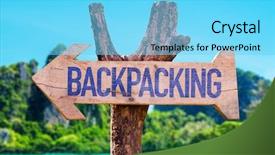  Presentation with study - Slide deck consisting of study oversea - backpacking arrow with beach background background and a light blue colored foreground