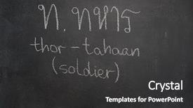  Presentation with thai arts - Slides having english soldier - thai letter written with white background and a dark gray colored foreground