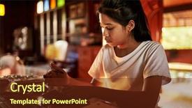  Presentation with teen - Cool new theme with thai teen girl doing homework backdrop and a tawny brown colored foreground