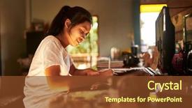  Presentation with thai - Presentation theme having thai teen girl doing homework background and a tawny brown colored foreground