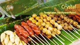  Presentation with thailand food - Beautiful presentation theme featuring thailand style grilled food backdrop and a tawny brown colored foreground