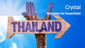  Presentation with thailand - Presentation theme with thailand wooden sign with sky background and a teal colored foreground
