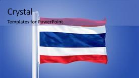  Presentation with white pigeon against the blue - Beautiful theme featuring thailandflag - flag of thailand flying backdrop and a teal colored foreground