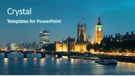  Presentation with westminster - Colorful PPT layouts enhanced with thames river - house of parliament panorama backdrop and a ocean colored foreground