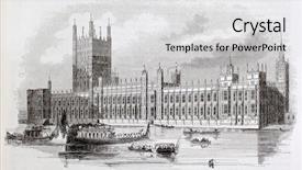  Presentation with old london - Slides having thames river - westminster palace old view london background and a light gray colored foreground