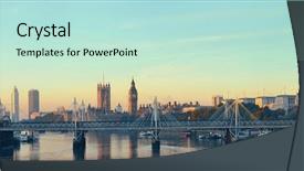  Presentation with london - Slides consisting of thames river panorama with london background and a mint green colored foreground