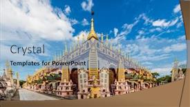  Presentation with myanmar mote lone yay paw - PPT layouts consisting of thanboddhay-phaya-monywa-myanmar background and a light blue colored foreground