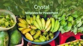  Presentation with fruit and vegetable packaging - Colorful presentation design enhanced with thanh - fresh fruit and vegetables backdrop and a  colored foreground