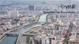  Presentation with cityscape - Colorful presentation theme enhanced with thanh - ho chi minh city cityscape backdrop and a light blue colored foreground