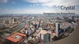  Presentation with cityscape - Presentation theme having thanh - ho chi minh city cityscape background and a light blue colored foreground