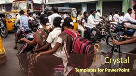  Presentation with motorbike - Theme with thanjavur-india-february-13-indian background and a tawny brown colored foreground