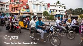  Presentation with motorbike - Colorful PPT layouts enhanced with thanjavur-india-february-13-indian backdrop and a dark gray colored foreground