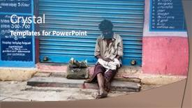  Presentation with beggar - Amazing PPT layouts having thanjavur-india-february-14-beggar backdrop and a teal colored foreground