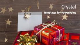  Presentation with gifts - Audience pleasing PPT theme consisting of thank attention - gifts for christmas backdrop and a tawny brown colored foreground