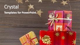  Presentation with gifts - Presentation with thank attention - gifts for christmas background and a tawny brown colored foreground