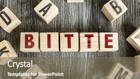  Presentation with attention - Audience pleasing slide set consisting of thank attention - wooden blocks with the text backdrop and a violet colored foreground