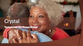  Presentation with senior couple - Presentation design enhanced with thank black - senior couple hugging as they background and a tawny brown colored foreground