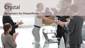  Presentation with employee - Beautiful PPT layouts featuring thank boss - business team welcomes the young backdrop and a light gray colored foreground