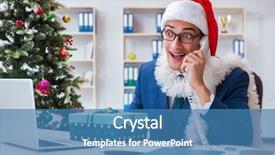  Presentation with red christmas holiday illustration - Presentation theme consisting of thank boss - businessman celebrating christmas holiday background and a  colored foreground