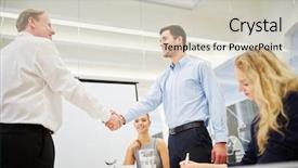  Presentation with hand shake - PPT layouts having thank boss - congratulation with a hand shake background and a  colored foreground