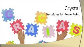  Presentation with hands and word volunteer - Slides with thank card kids - hands forming word gracias background and a white colored foreground