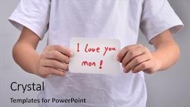  Presentation with best - Cool new PPT theme with thank card kids - i love you mum sign backdrop and a light gray colored foreground