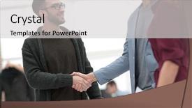  Presentation with handshake between healthcare and it - Cool new slide set with thank customer - closeup the handshake backdrop and a light gray colored foreground