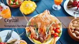  Presentation with food chicken - Audience pleasing slide deck consisting of thank giving - high angle view of rough backdrop and a yellow colored foreground