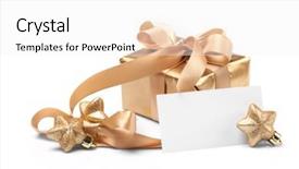  Presentation with thank - Beautiful PPT layouts featuring thank gold - beautiful gift with a note backdrop and a  colored foreground