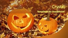 Presentation with gold leaves - Colorful theme enhanced with thank gold - close up of halloween pumpkins backdrop and a  colored foreground