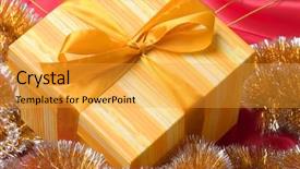  Presentation with christmas red - PPT theme enhanced with thank gold - gift and christmas decoration background and a  colored foreground