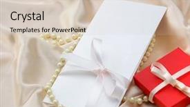  Presentation with gold red - Beautiful slide deck featuring thank gold - gift on red silk satin backdrop and a soft green colored foreground