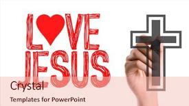  Presentation with jesus love - Colorful slide set enhanced with thank lord - hand with marker writing backdrop and a coral colored foreground