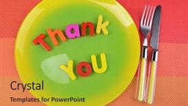  Presentation with table meal plan for osteotphorosis - PPT theme having thank questions - plate with inscription on table background and a yellow colored foreground