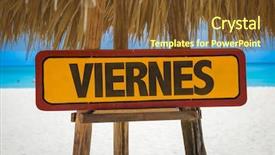  Presentation with thank god its friday - Colorful PPT layouts enhanced with thank sand - friday in spanish sign backdrop and a tawny brown colored foreground