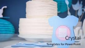  Presentation with baby shower - Audience pleasing presentation design consisting of thank you card on table backdrop and a light blue colored foreground
