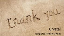  Presentation with thank - Presentation design consisting of thank you handwritten in sand background and a coral colored foreground